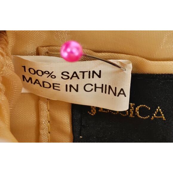 JESSICA MCCLINTOCK VINTAGE BLACK SATIN EVENING BAG 4"H x 5"L x 3"W 22" CHAIN - Picture 8 of 15